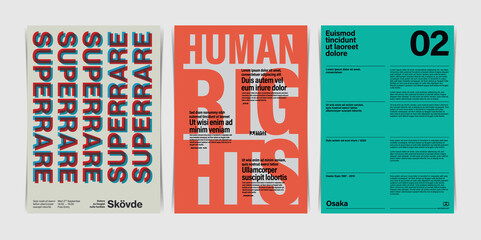 Typographic Protest and Grid Poster Set. Vector Illustration