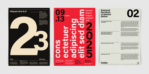 Swiss Typographic Grid Poster Series. Vector Illustration
