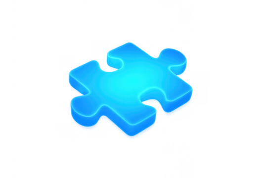 Blue 3d jigsaw puzzle piece finding solution and connection in problem solving strategy teamwork
