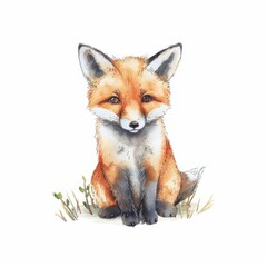 Obraz premium Adorable watercolor fox illustration
