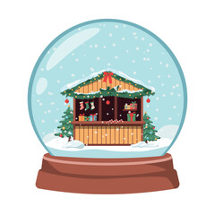 Snow Globe with Christmas Market Stall