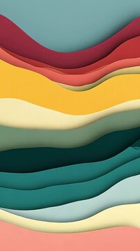 Abstract colorful layered paper cut waves background illustration.