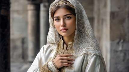 Azerbaijani woman in traditional dress, cultural portrait
