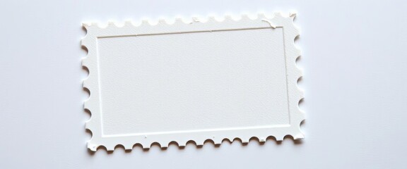 Close-up of a single unused blank postage stamp, showing paper texture and gummed edge,  mail,  correspondence
