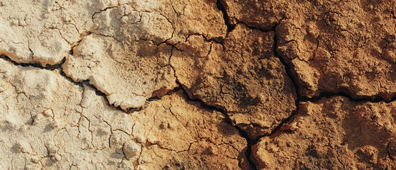 Cracked earth surface showing dry soil with textures and patterns in shades of brown and beige tones