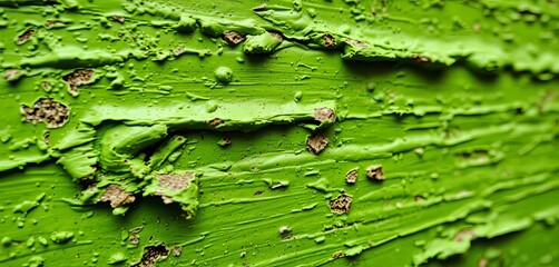 Close-up of a textured, scraped green surface, showing chipped paint and uneven texture, grunge, chipped