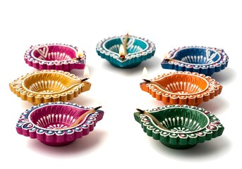 Vibrant Diwali Diya's illumidiwali, Diya, light, festival, celebration, indian, culture, tradition, oil, lamp, flame, fire, bright, colorful, decorative, ornate, elegant, Nate with warm, glowing light