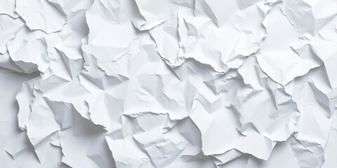 Close-up of crumpled white paper texture, showing creases and folds,  crease,  waste