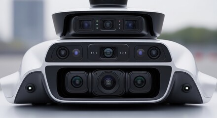 Fototapeta premium Cutting-edge surveillance robot with advanced camera system and intelligent sensors for security applications