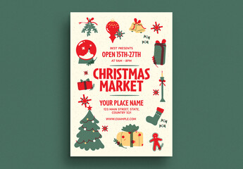 Retro Handdrawn Christmas Market Flyer