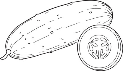 cucumber line art silhouette vector art illustration
