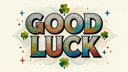 Creative art font "GOOD LUCK", font design, hand-drawn vector illustration