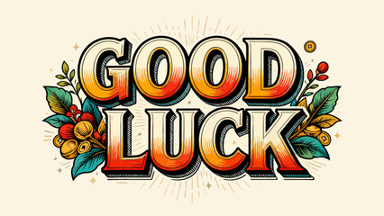 Creative art font "GOOD LUCK", font design, hand-drawn vector illustration