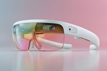 Futuristic Smart Glasses on Gradient Background for Innovative Technology Concepts