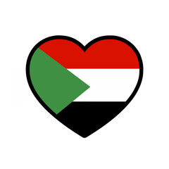 Show Your Patriotism with a Sudan Flag Heart Symbol, Declare Your Love for Sudan, Perfect for National Celebrations and Events, A Symbol of Unity and Pride