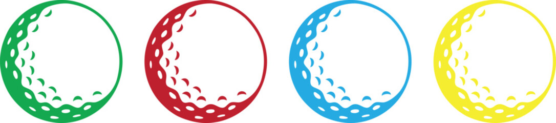 Colorful circular abstract icons with dotted cut-out patterns in green, red, blue, and yellow, perfect for modern branding, logos, labels, and creative graphic design projects.