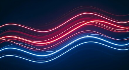 Abstract waves of vibrant neon light streaks flowing in a dark background, representing energy and movement