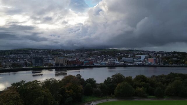 Timelapse of clouds rolling by Derry city 