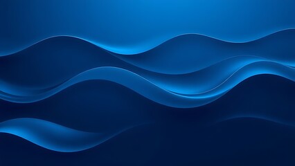unanimity. Flowing wave patterns in deep blue with elegant curves and smooth gradients, minimalist aquatic scene. travel magazines, destination branding, designed for travel destination branding.