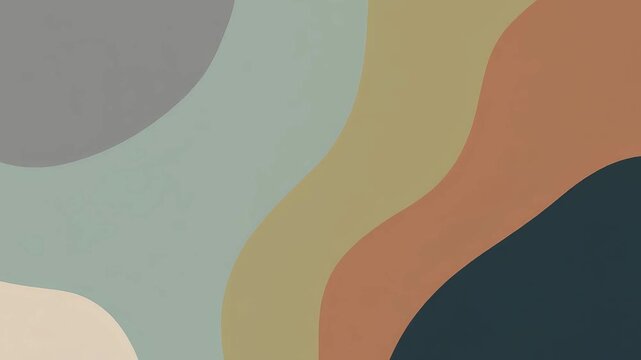 Abstract wavy shapes in muted earth tones, creating a calming and organic pattern.