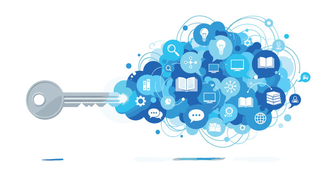 Key Unlocking a Cloud of Digital Information and Ideas, Generative AI.