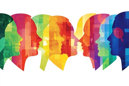 Diversity inclusion concept colorful human heads silhouette collaboration teamwork idea - Powered by Adobe