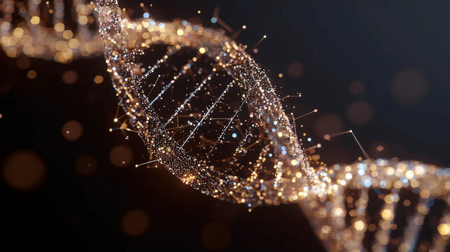 DNA Double Helix Visualization, Genetic Code Science Art, Biotechnology Research Concept

