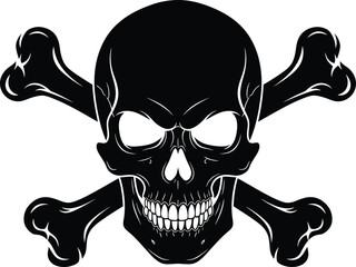 Skull and crossbones vector illustration halloween pirate danger sign eps silhouette