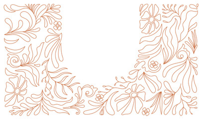 Set of line simple floral design elements in wavy style. Organic shapes, vibrant flowers print for poster, social media or packaging. Botanic vector