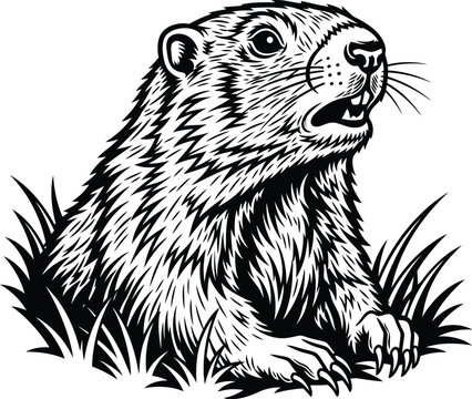 Groundhog illustration vector groundhog day marmot woodchuck rodent art eps silhouette