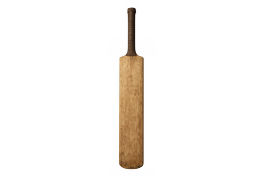 Vintage wooden cricket bat for sports and recreation, representing competition, equipment, and teamwork on transparent background