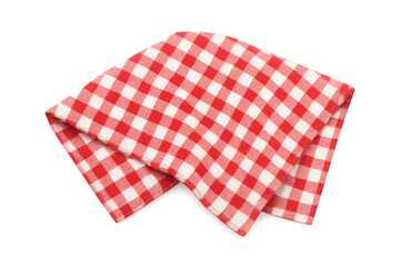 Red gingham checkered napkin, folded textile for picnic, cooking, and kitchen use, transparent background