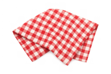 Red gingham checkered napkin, folded textile for picnic, cooking, and kitchen use, transparent background