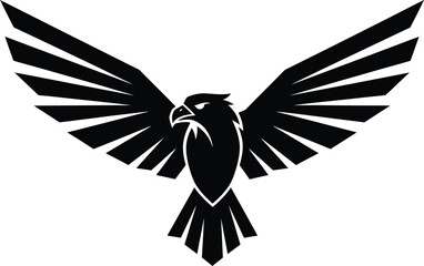 Fototapeta premium Black eagle logo design vector illustration bird of prey spread wings eps silhouette