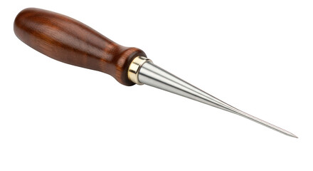 Fototapeta premium Sharp awl with wooden handle against the transparent background