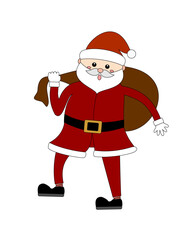 Santa bring his sack isolated on white background