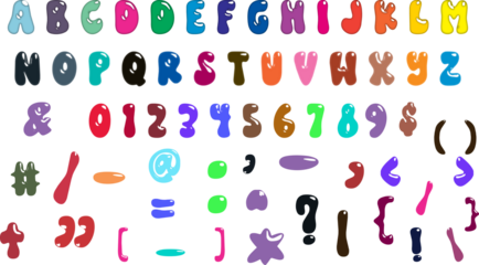 Alphabet with numbers special characters