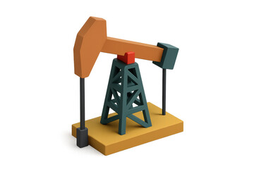 Oil pumpjack extracting fossil fuel for energy production, 3d icon modeling abstract industry concept
