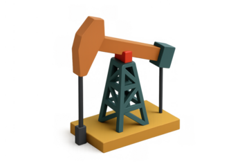 Oil pumpjack extracting fossil fuel for energy production, 3d icon modeling abstract industry concept