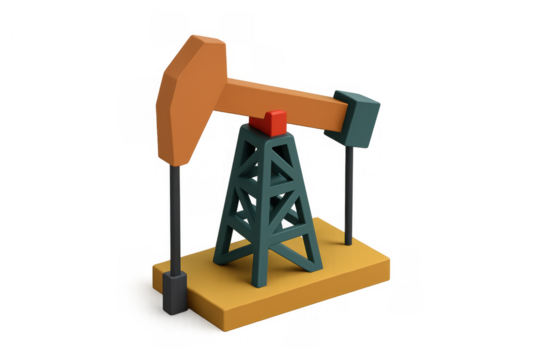 Oil pumpjack extracting fossil fuel for energy production, 3d icon modeling abstract industry concept