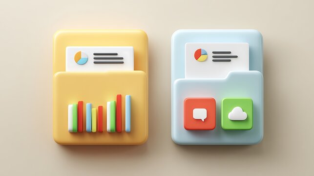 Organized data management and business analytics concepts 3d - Powered by Adobe