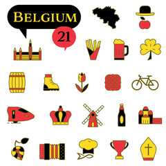 A set of icons in the national colors of Belgium, such as black, red, and yellow.