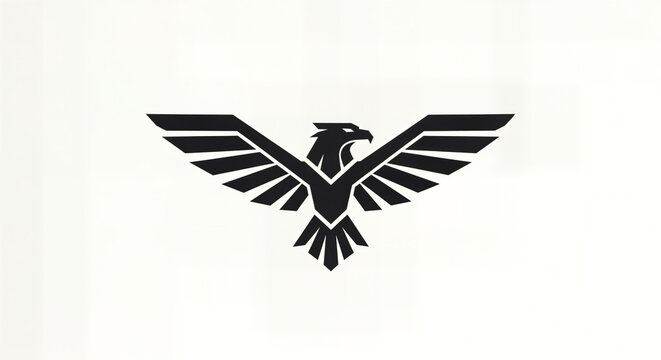A striking black eagle logo with wings spread wide, symbolizing strength and freedom, set against a clean white background.