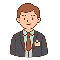 Hand draw office worker cartoon illustration in suit and tie, business professional character