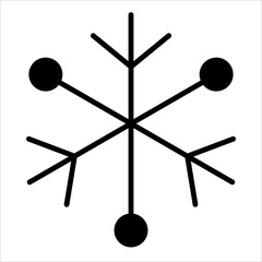 An illustration of a black snowflake icon on a white background