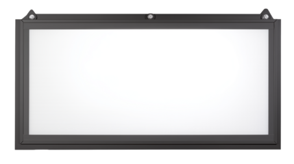 Black-framed signboard with triangular corners and transparent background