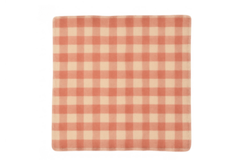 Gingham tablecloth displaying red and beige plaid pattern, cloth texture for picnic and home decor, transparent background