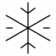 An illustration of a black snowflake icon on a white background