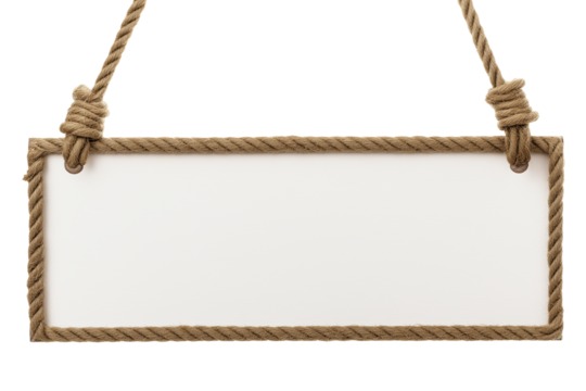 Rectangular rope frame with knotted loops on transparent background - Powered by Adobe
