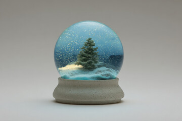 mesmerizing snow globe with holographic winter scene inside showcasing tranquil landscape